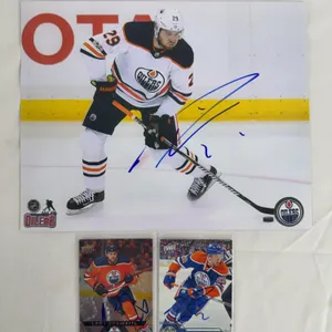 Leon Draisaitl Signed (unverified) Lot Photo and 2 Cards
