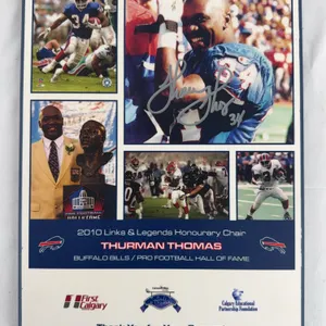 2010 Links & Legends Thurman Thomas Autographed Buffalo Bills Hall of Fame Display Plaque