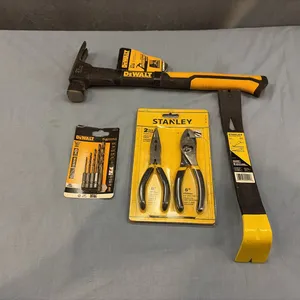 Stanley Pliers, Wonder Bar, Dewalt Framing Hammer & Drill Bits