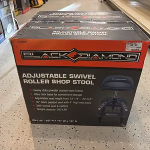 Black Diamond Adjustable Swivel Roller Shop Stool