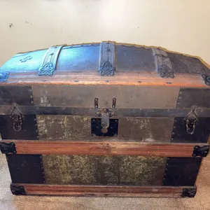 Antique Humpback Steamer Trunk