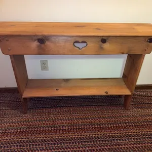 Pine Heart Cut Out Console Table