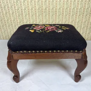 Antique Needlepoint Footstool
