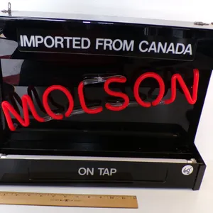 Molsen Faux Neon Bar Sign. Lights up on the top and bottom. Comes ready to hang from the top or back