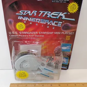 New 1995 Playmates Star Trek Innerspace Series U.S.S. Stargazer Starship Mini Playset. (Captain Pica
