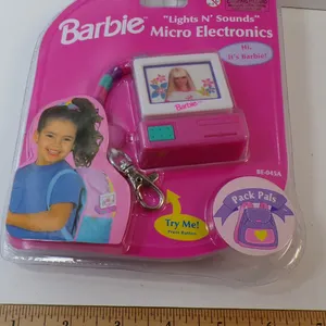 New 1999 Mattel Barbie "Lights N' Sound" Micro Electronics key chain. It talks & Lights up. May need
