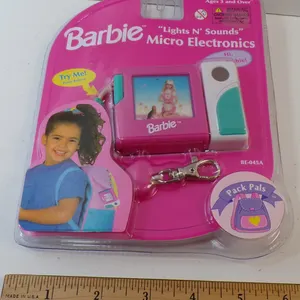 New 1999 Mattel Barbie "Lights N' Sound" Micro Electronics key chain. It talks & Lights up.