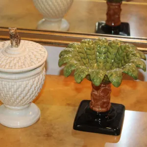 Leopard Ceramic Urn & Palm Bowl