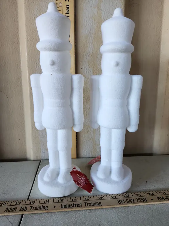 2 Holiday Time Flocked Nutcrackers 13.5"