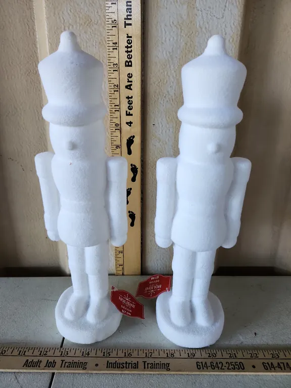 2 Holiday Time Flocked Nutcrackers 13.5"