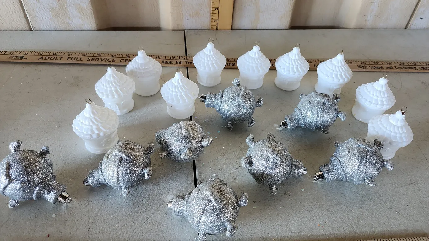 16 Assorted Plastic Ornaments