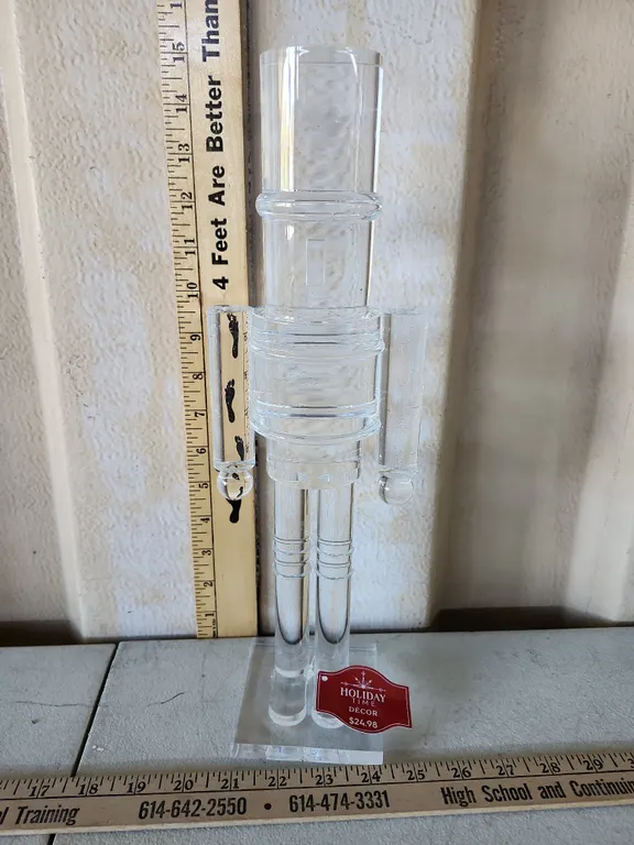 New Holiday Time Clear Plastic Nutcracker 14.5" Tall