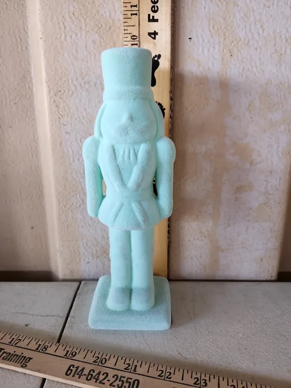 Teal Flocked Nutcracker 9.5" Tall