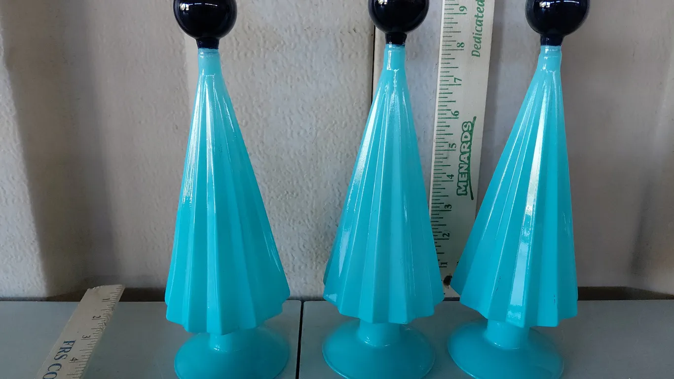 3 Blue Glass Trees 10" Tall