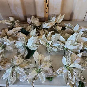 17 Ct Assorted Artificial Poinsettias 10"