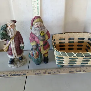 2 Folk Art Santas, Resin 8.25" & 8.5" Tall