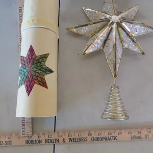 Paper Mache Wine Box & Stained Glass Style (Plastic) Star Tree Topper