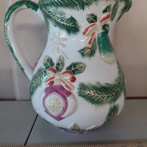 Vintage Ceramic American Atelier Ornament Pitcher 9" Tall