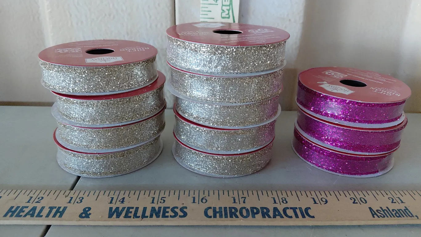 12 Rolls New Glitter Ribbon