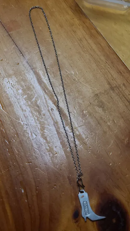 Coach Boot Pendant Necklace with Chain and Signature Print