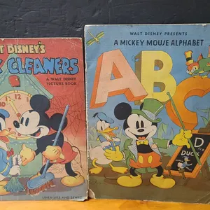 1938 Walt Disney Linen-Like Picture Books, 2 Volumes