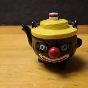 C S Pat Pend Clown Face Ceramic Teapot Figurine