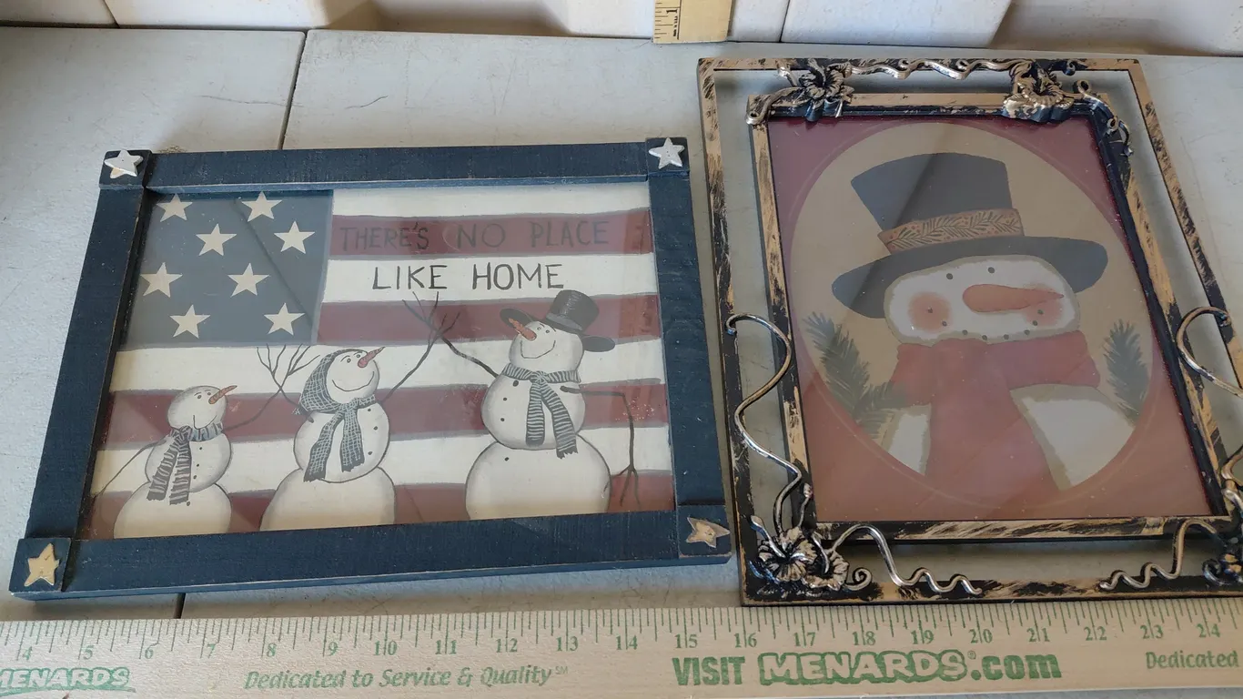 2 Framed Snowman Prints