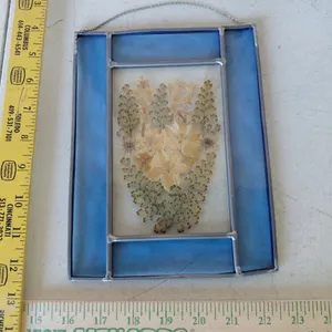 Stained Glass/Suncatcher W/Dried Flowers 6.5"X8.5"