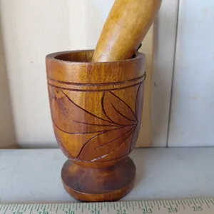 Vintage Hand Carved/Turned Wooden Mortar & Pestle