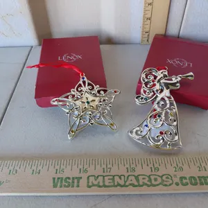 2 Lenox Ornaments-Sparkle & Scroll