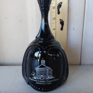 #678/850 Fenton Black Glass Bell Highland County Court House Hillsboro, Ohio