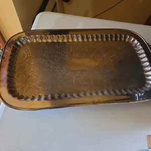 vintage Leonard Silverplate Footed Tray with Ornate Handles