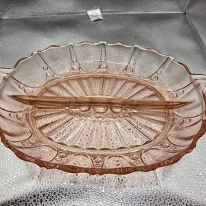 Vintage Pink Depression Glass Divided Relish / Serving Dish