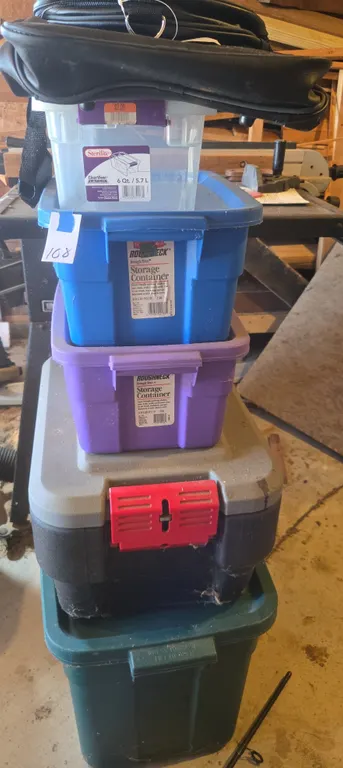 Assorted storage totes