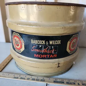 Vintage Refractories Division Babcock & Wilcox Smoothest Mortar Metal Bucket 15"X11.5"