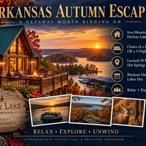 ARKANSAS AUTUMN ESCAPE! BID ON A RELAXING GETAWAY TO BEAUTIFUL