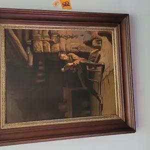 FRAMED ARTWORK -  THE BOYHOOD of LINCOLN  (An Evening in the Log Hut)