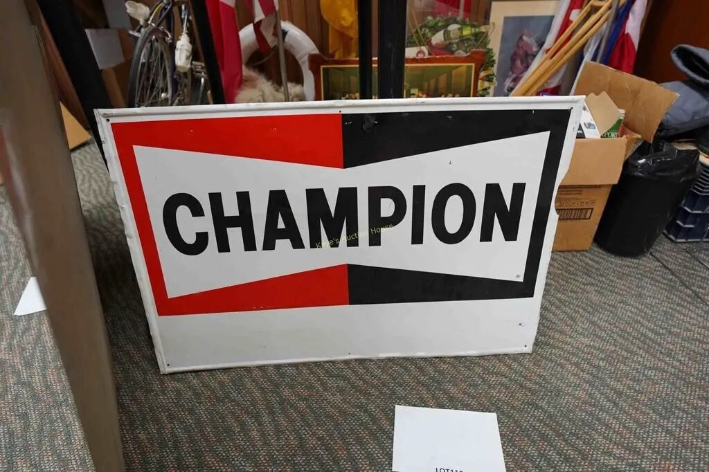 Champion metal sign