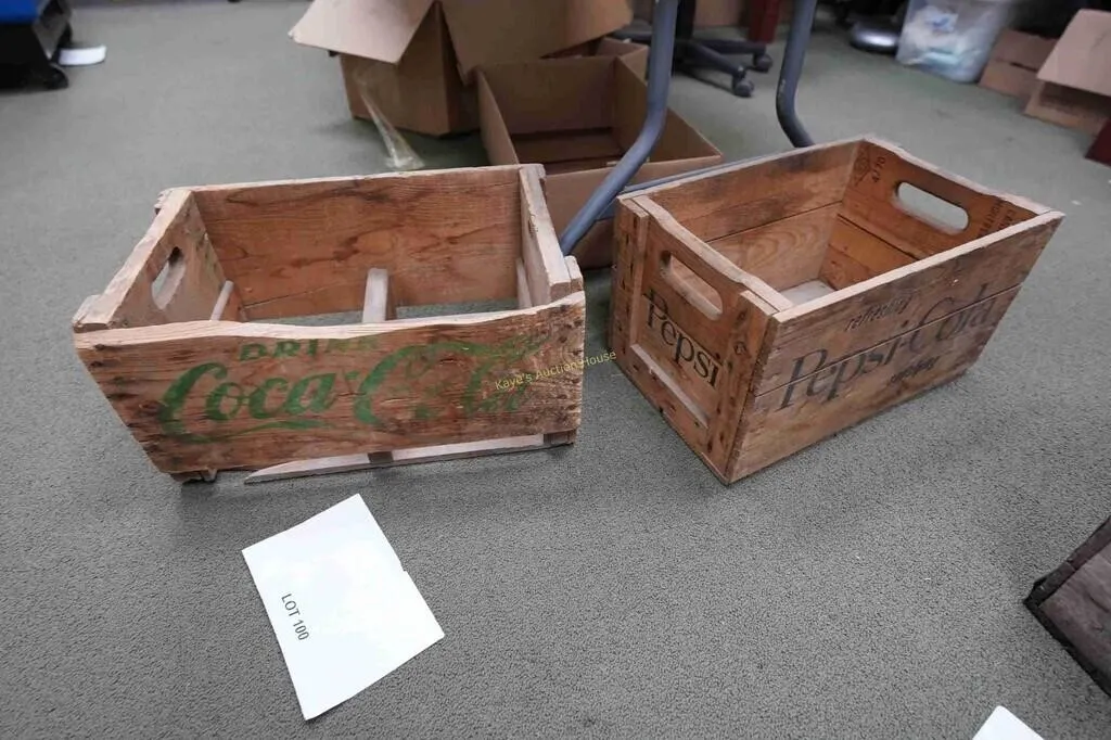Coca-Cola and Pepsi wooden crate