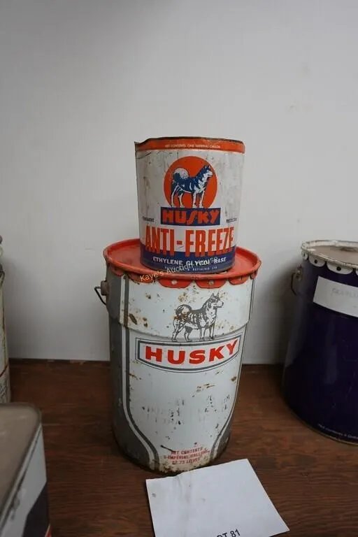 Husky Oil and Antifreeze cans