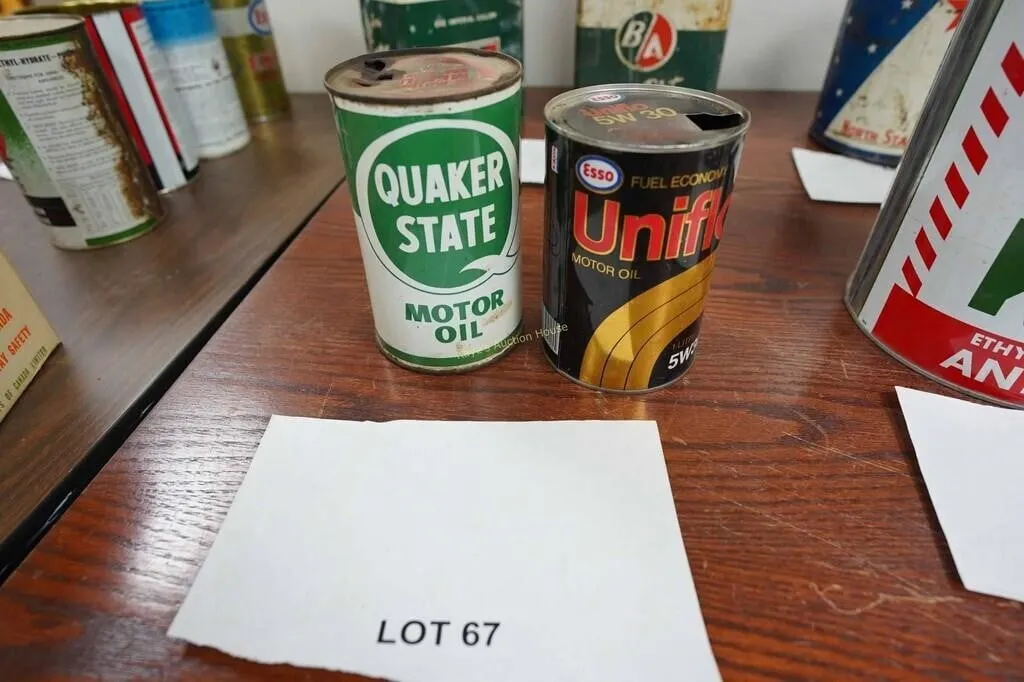 Quaker state & Esso motor oil cans