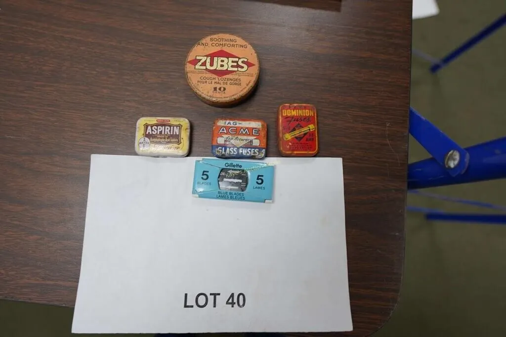 assorted vintage advertising tins