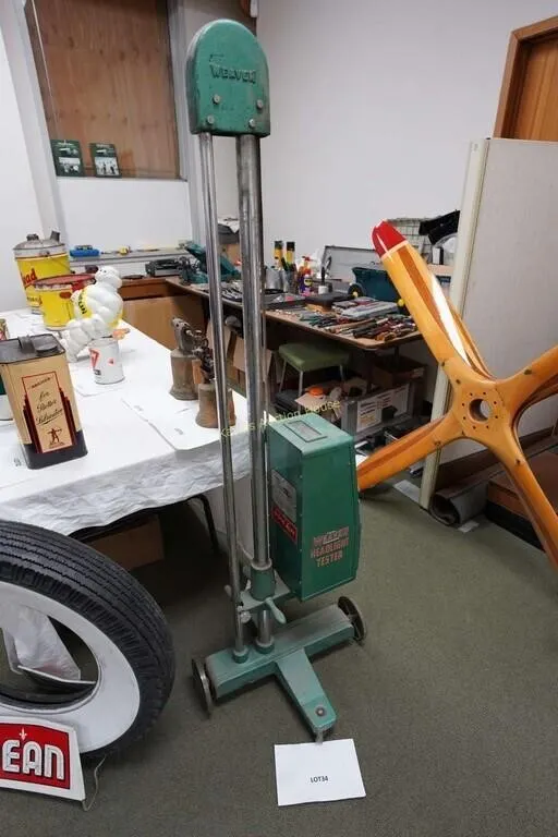 Weaver headlight tester on metal wheeled stand