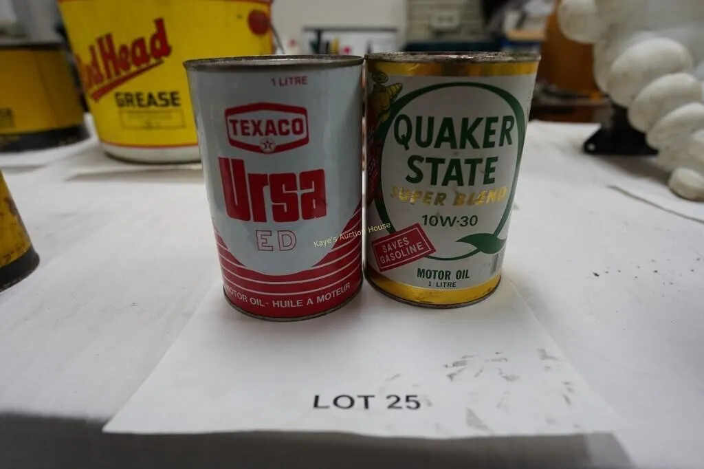 Texaco & Quaker State motor oil cans