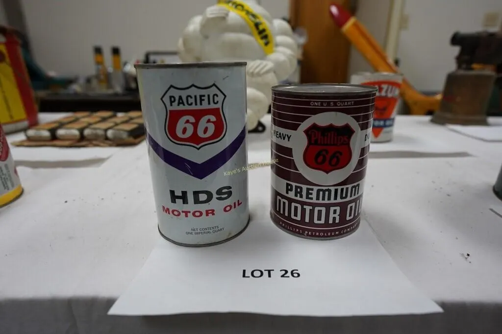 2-Phillips 66 motor oil cans