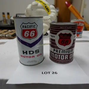 2-Phillips 66 motor oil cans