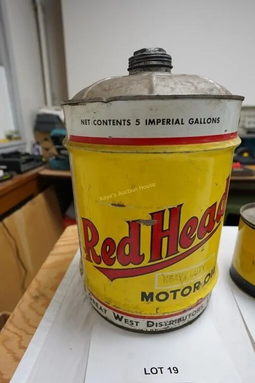 Red Head 5-Imperial gallon motor oil can