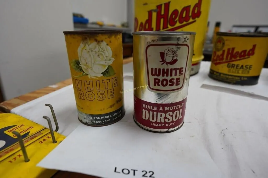 2-White Rose motor oil cans