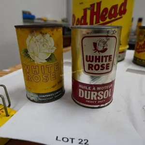 2-White Rose motor oil cans