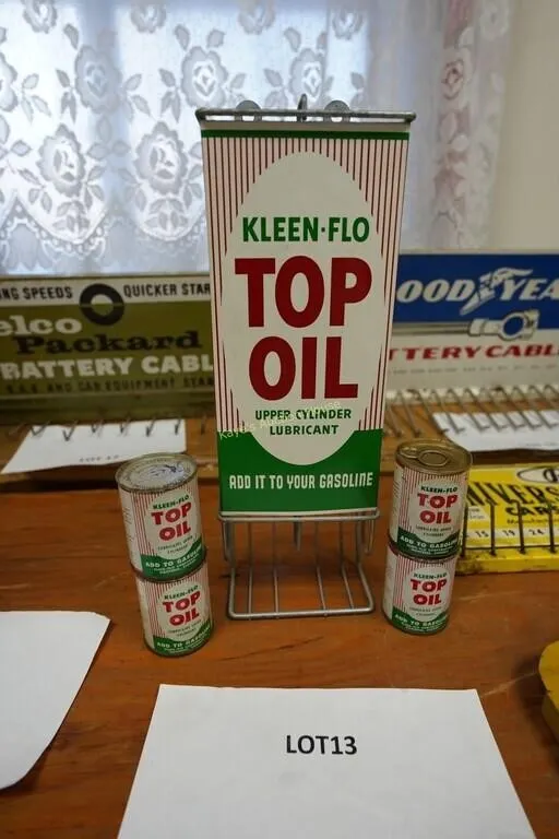 Kleen-Flo Top Oil display rack w/ 4-cans